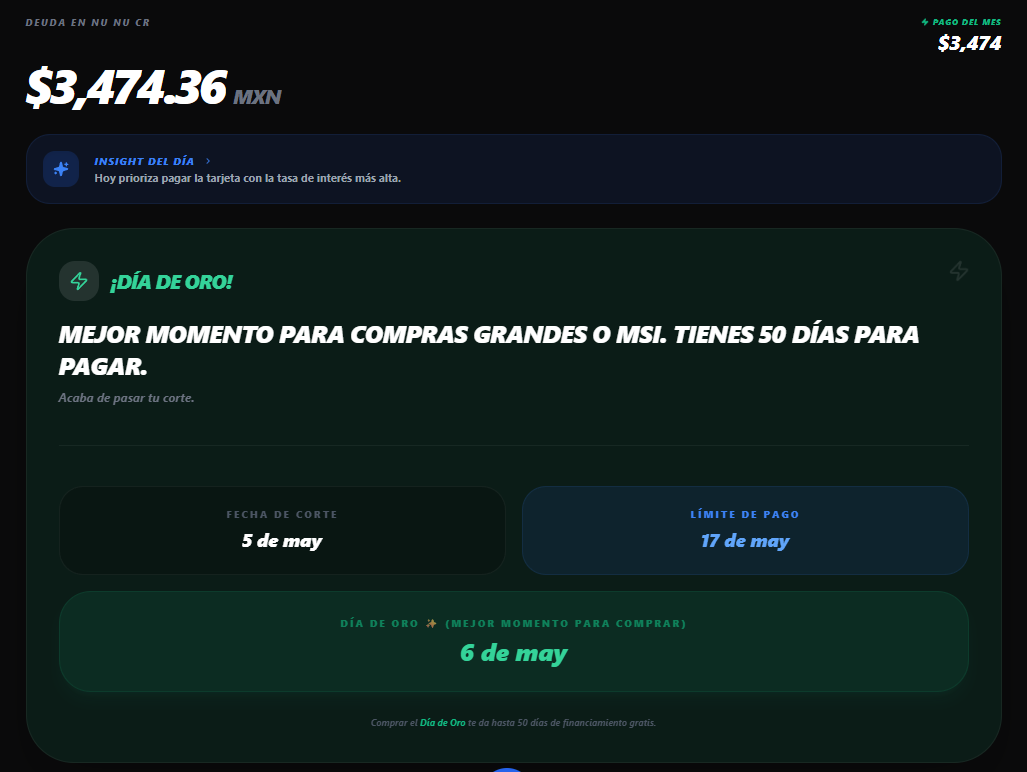 Terminal de gestión de tarjetas de crédito CorteClaro